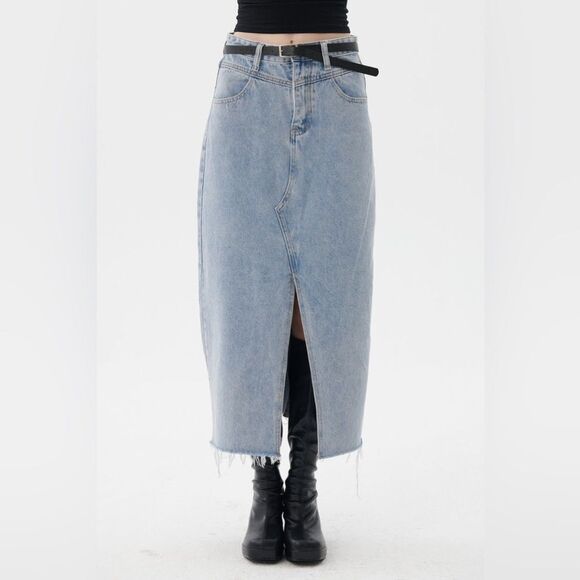 Storets Peyton Midi Blue Denim Skirt Size XS - Picture 9 of 13